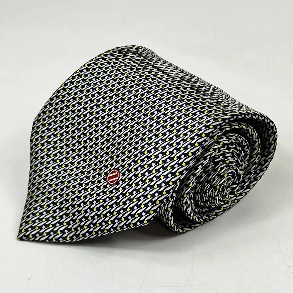 Ermenegildo Zegna Mens Tie Traditional Modern Geometric Print Silk Classic Cut